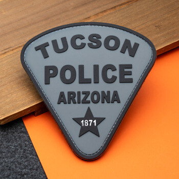 Grey and black PVC patch for Tucson Police Arizona featuring a star with the year 1871.
